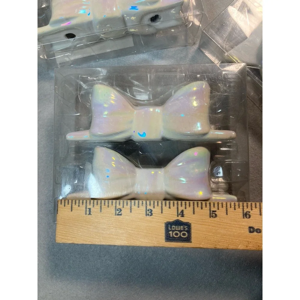 Target Bullseye 3 Sets Iridescent Taper Candle Holders Bow Shape and Stars NEW